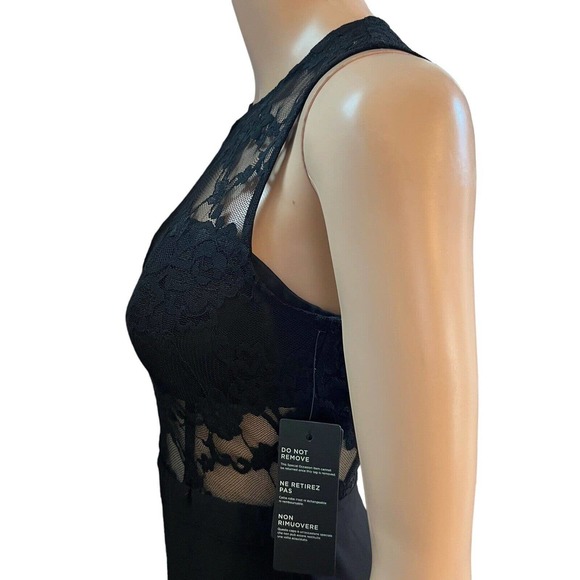 Marciano Jasmeen Maxi Dress Lace Chiffon Black Nude Sleeveless - Picture 3 of 9